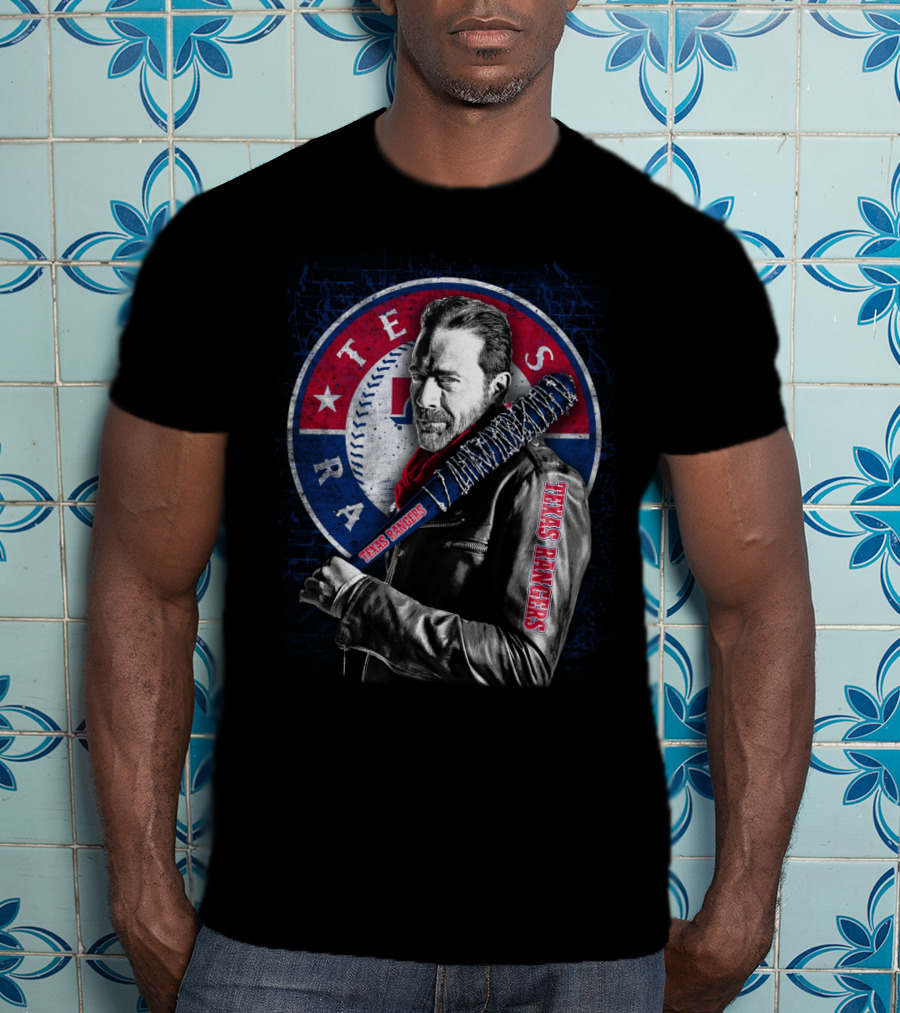 Texas Rangers Baseball Fan Art With Baseball Bat And Jacket T-Shirt