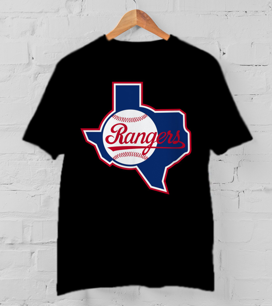 Texas Rangers Vintage Logo Texas Outline Baseball T-Shirt