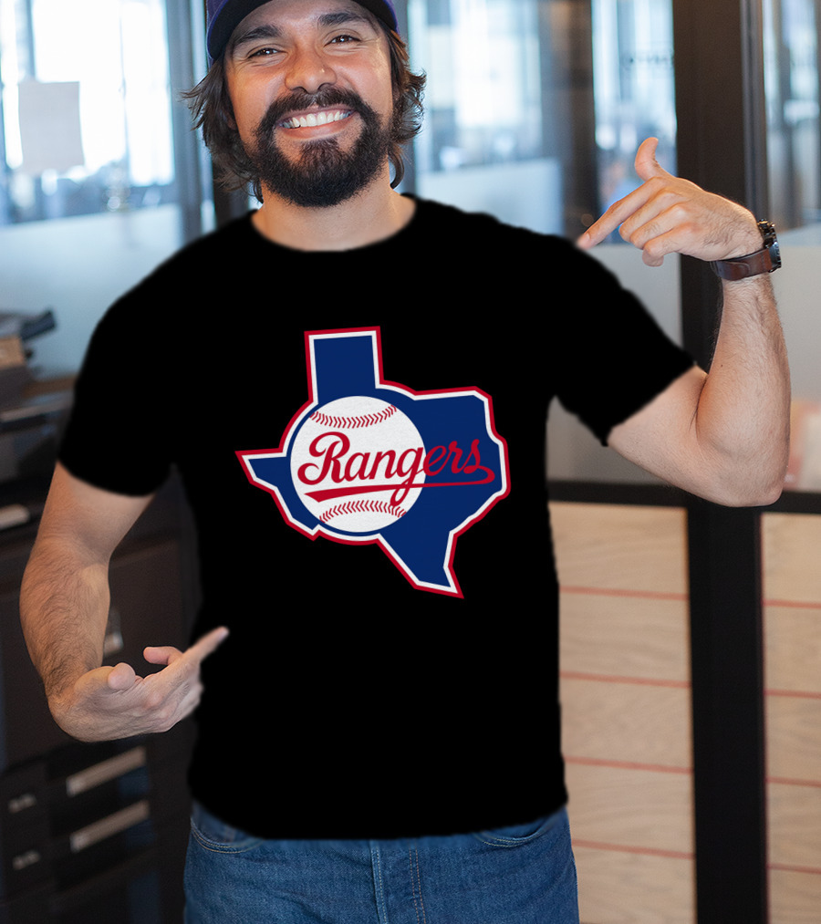 Texas Rangers Vintage Logo Texas Outline Baseball T-Shirt
