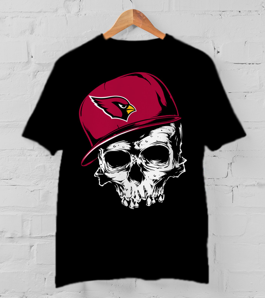 Arizona Cardinals Skull With Logo Cap T-Shirt