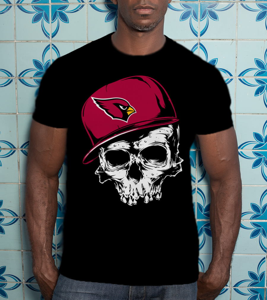 Arizona Cardinals Skull With Logo Cap T-Shirt