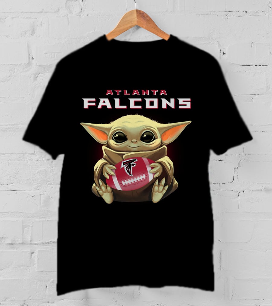 Atlanta Falcons Baby Yoda Holding Football Ball With Falcons T-Shirt