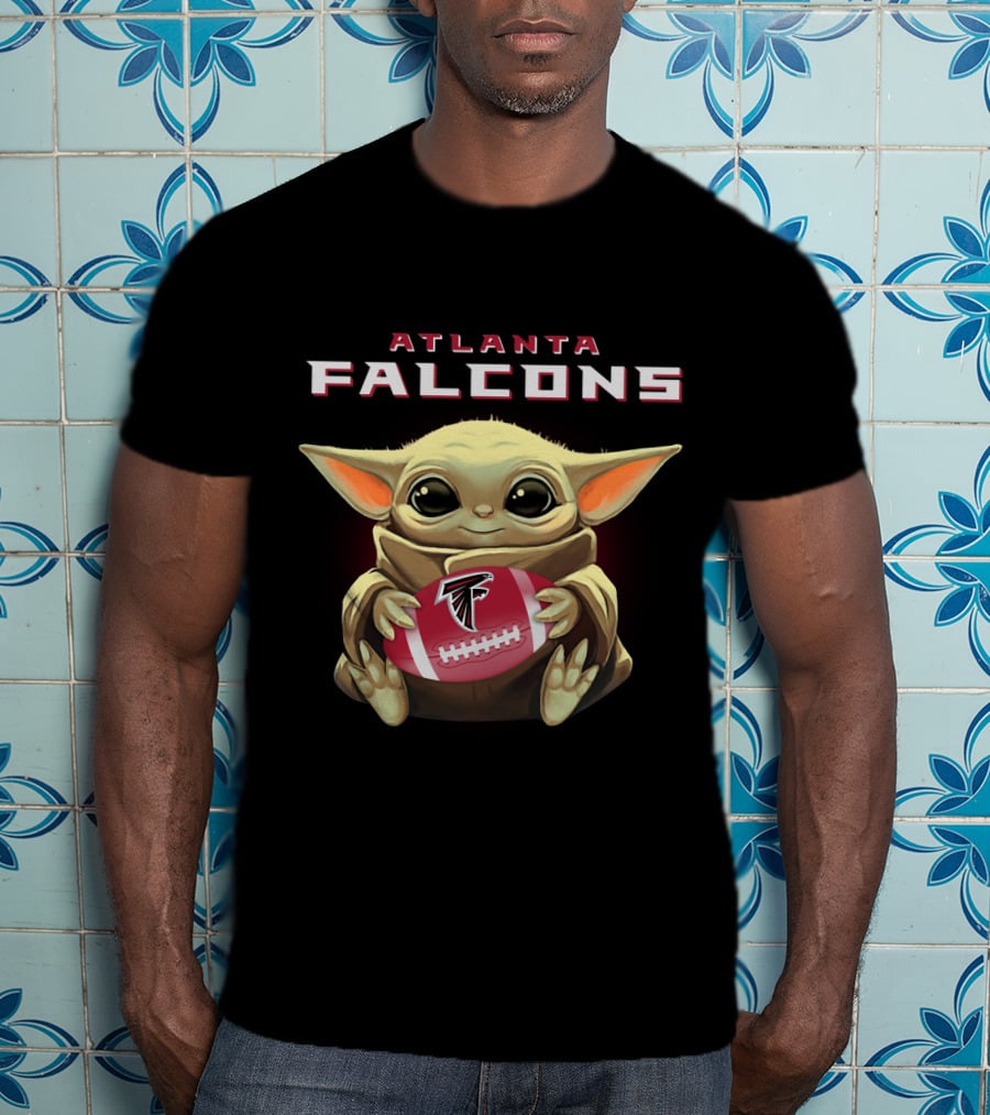 Atlanta Falcons Baby Yoda Holding Football Ball With Falcons T-Shirt