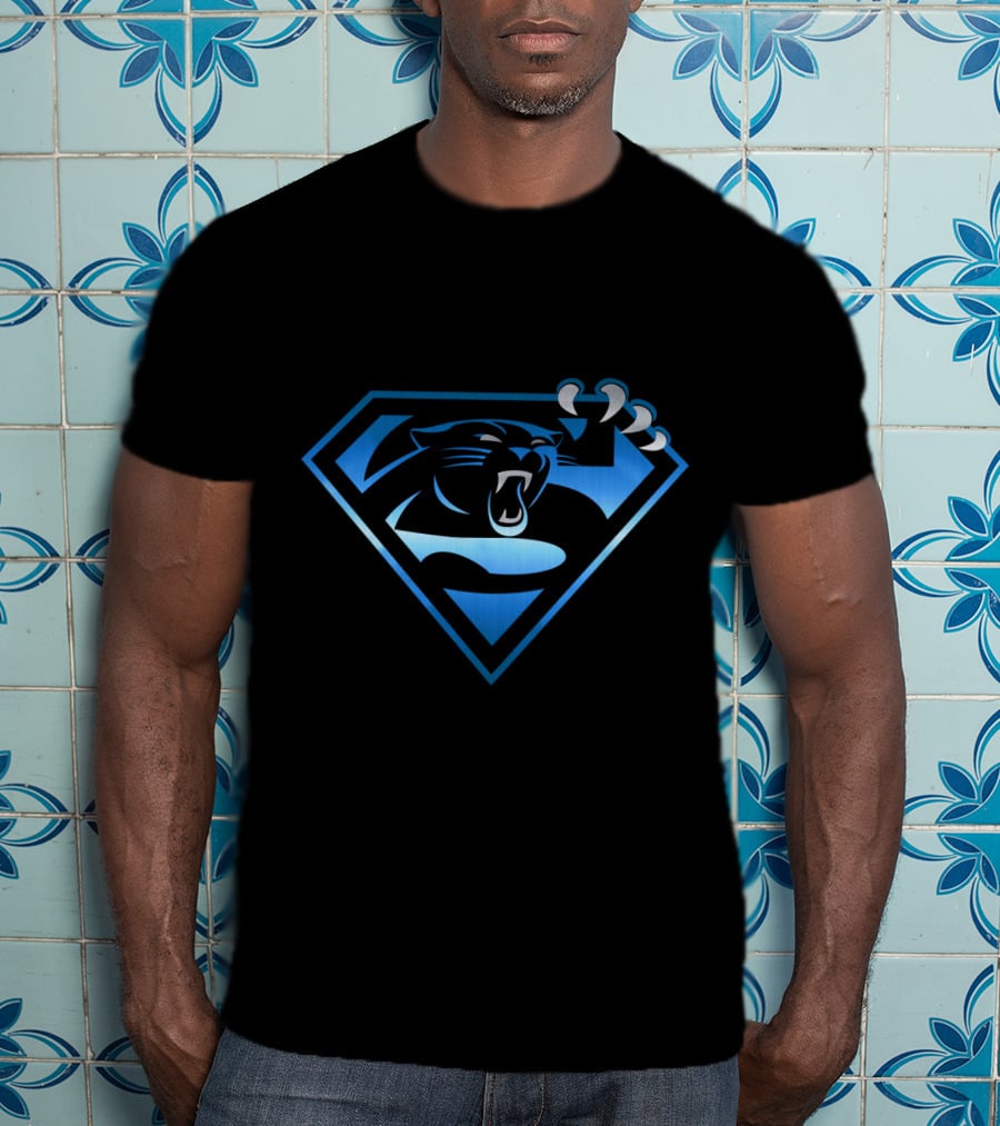 Carolina Panthers Superman Logo Combination T-Shirt