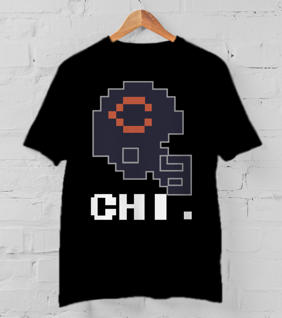 Chicago Bears Tecmo Bowl Retro Helmet Chi Pixel Art T-Shirt