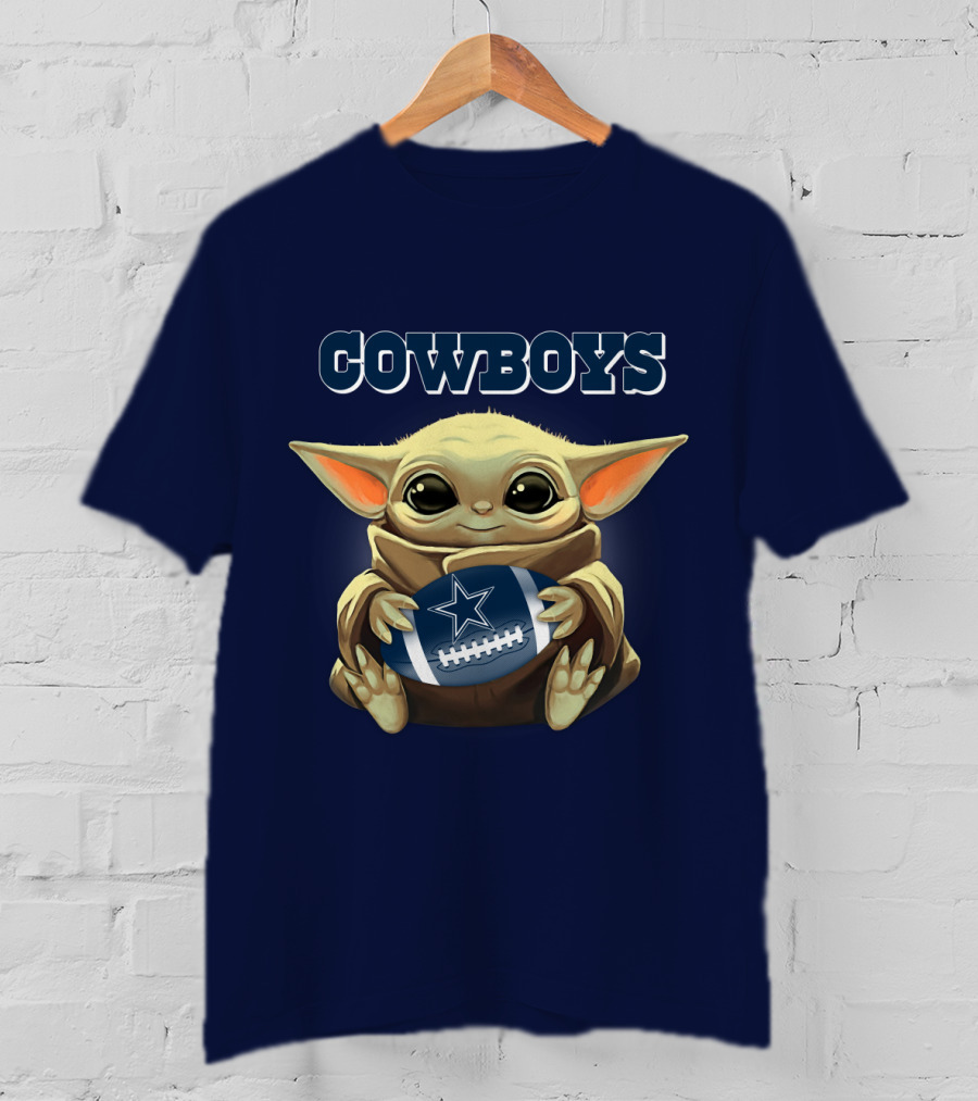Cowboys Baby Yoda Holding Dallas Cowboys Football T-Shirt