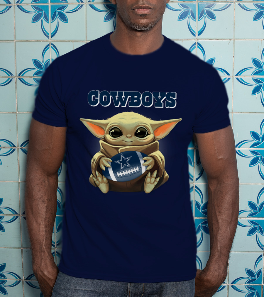 Cowboys Baby Yoda Holding Dallas Cowboys Football T-Shirt