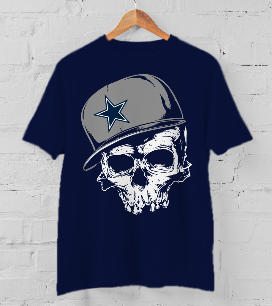 Dallas Cowboys Skull With Star Emblem Cap T-Shirt