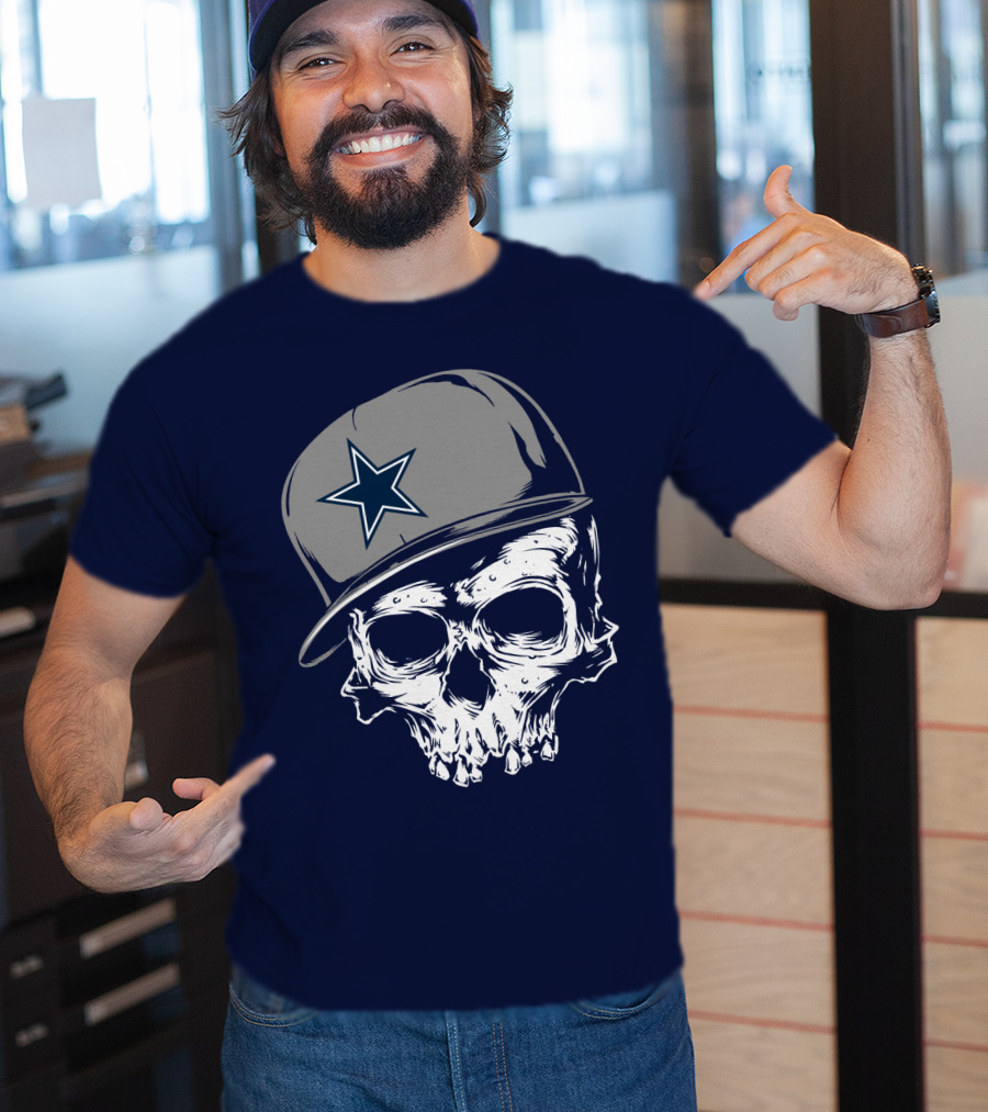 Dallas Cowboys Skull With Star Emblem Cap T-Shirt
