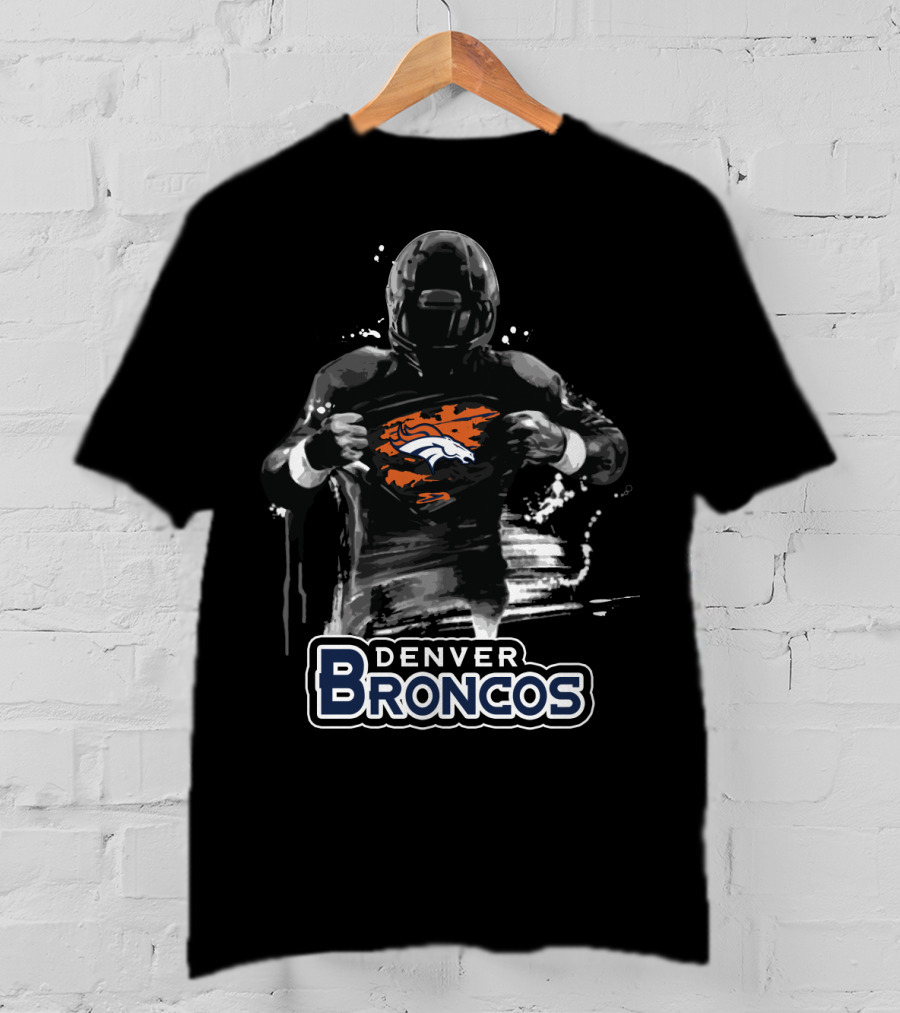 Denver Broncos Football Player Logo Splash Effect T-Shirt