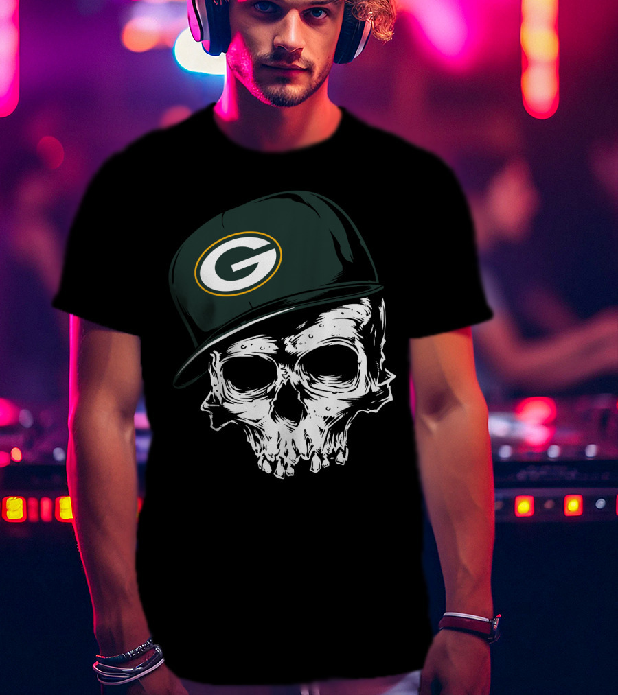 Green Bay Packers Skull Cap T-Shirt