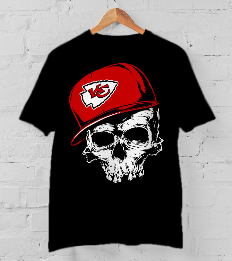 Kansas City Chiefs Skull With Red Cap T-Shirt