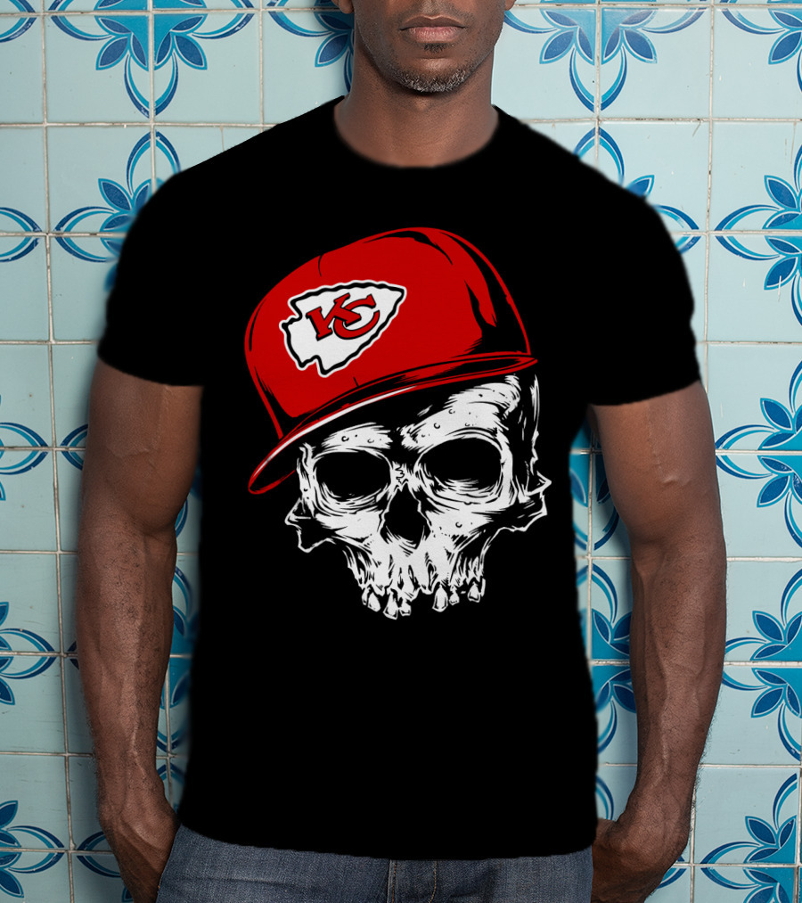 Kansas City Chiefs Skull With Red Cap T-Shirt