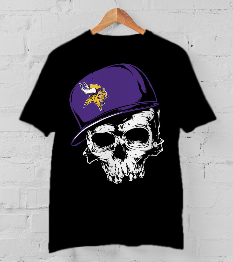Minnesota Vikings Skull Purple Hat T-Shirt