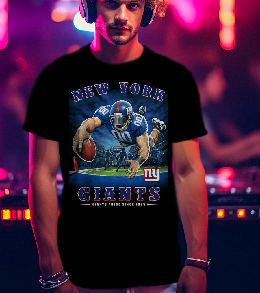 New York Giants Pride Since 1925 End Zone Nfl Tocobowl Football Player T-Shirt