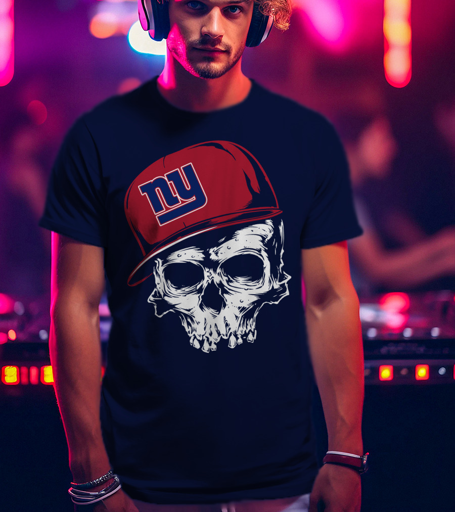 New York Giants Ny Skull Cap Red T-Shirt