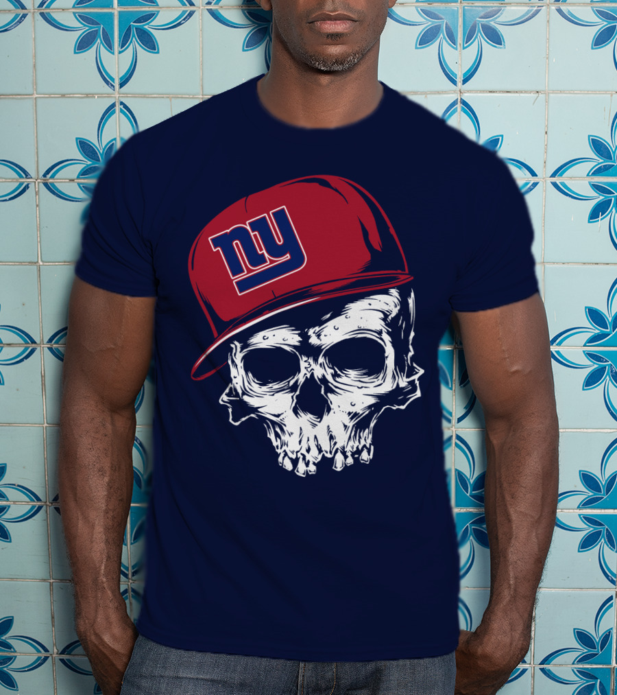 New York Giants Ny Skull Cap Red T-Shirt