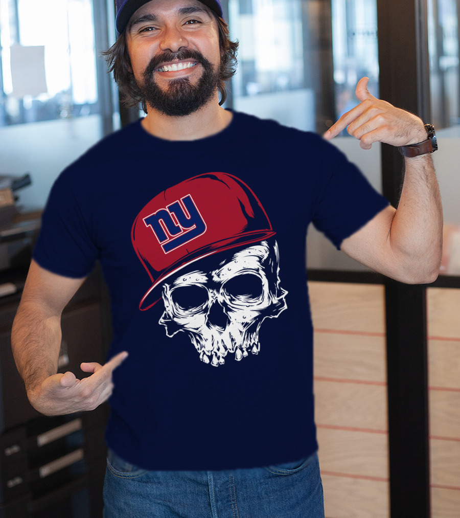 New York Giants Ny Skull Cap Red T-Shirt