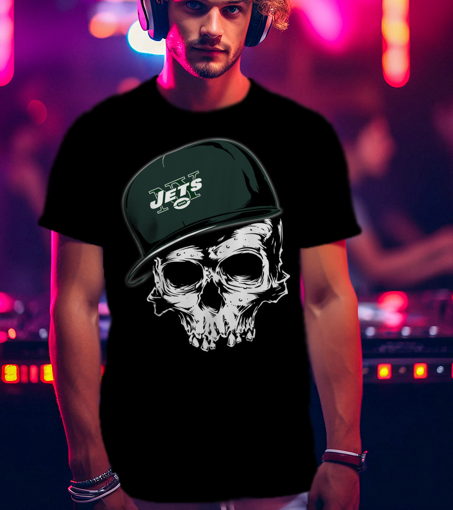 New York Jets Skull With Cap T-Shirt