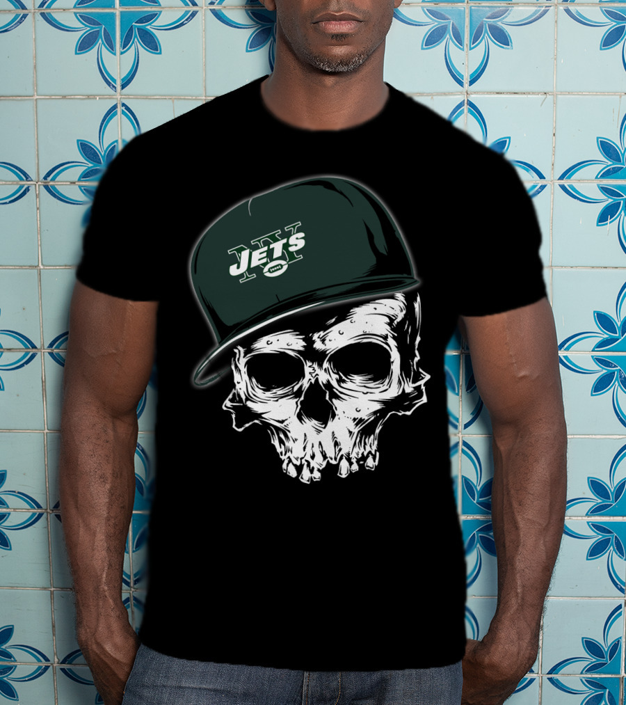 New York Jets Skull With Cap T-Shirt