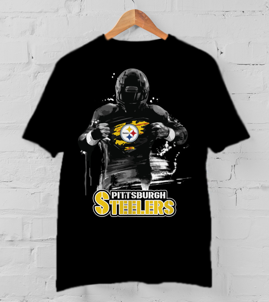 Pittsburgh Steelers Superhero Style Emblem Fan Pride T-Shirt