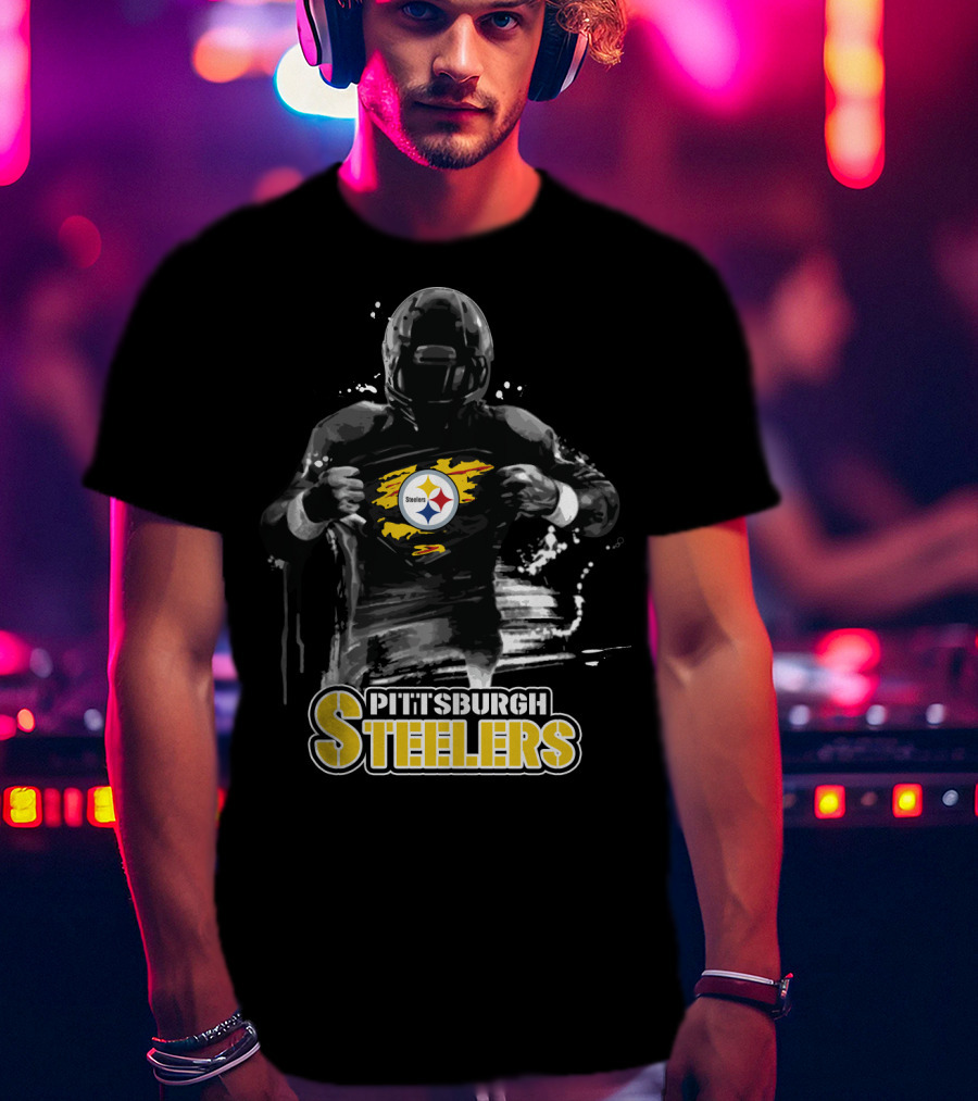Pittsburgh Steelers Superhero Style Emblem Fan Pride T-Shirt