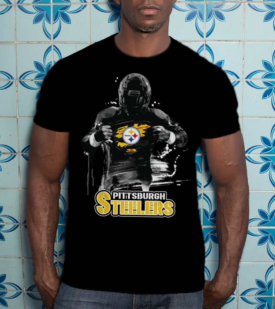 Pittsburgh Steelers Superhero Style Emblem Fan Pride T-Shirt