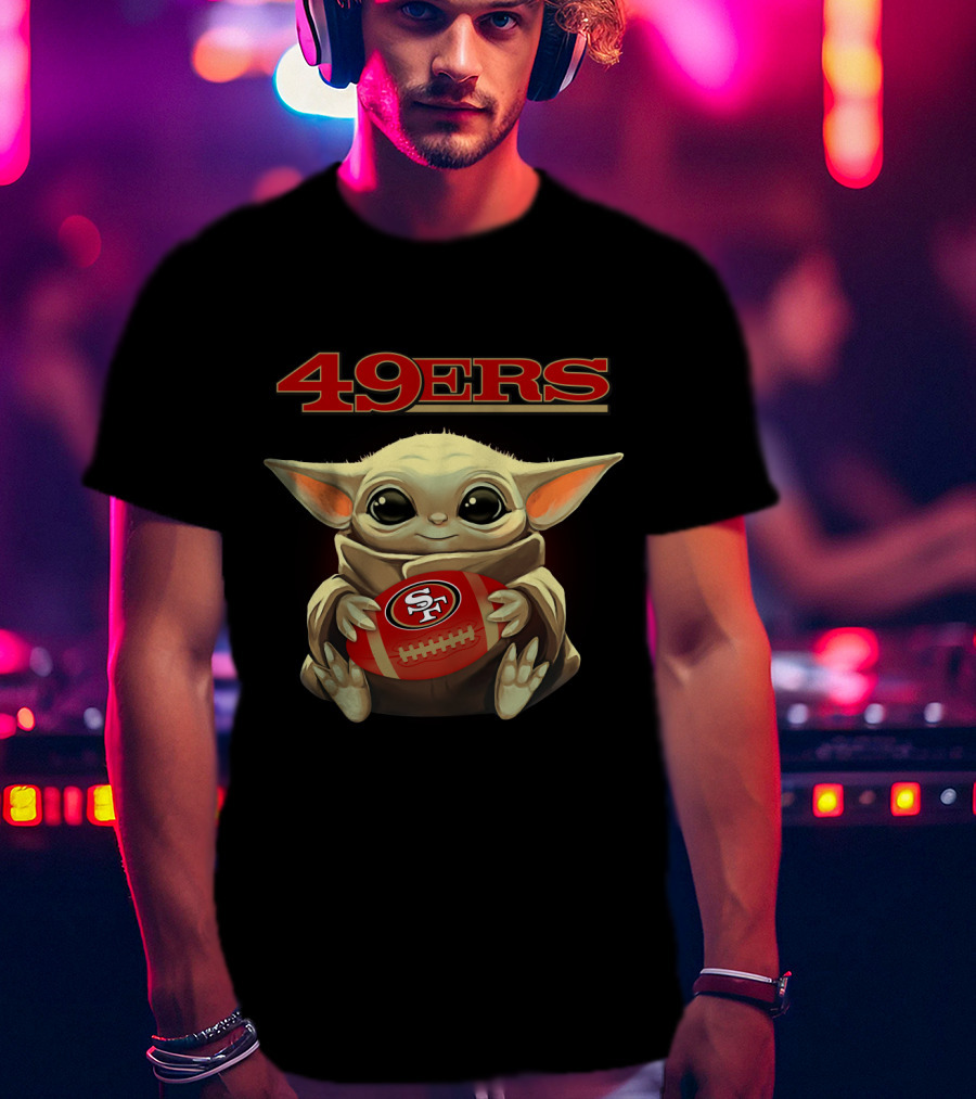 49ers Baby Yoda Holding Sf Football T-Shirt