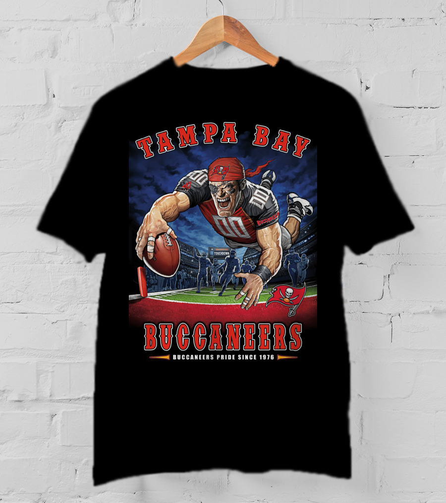 Tampa Bay Buccaneers Pride Since 1976 End Zone Football Action T-Shirt