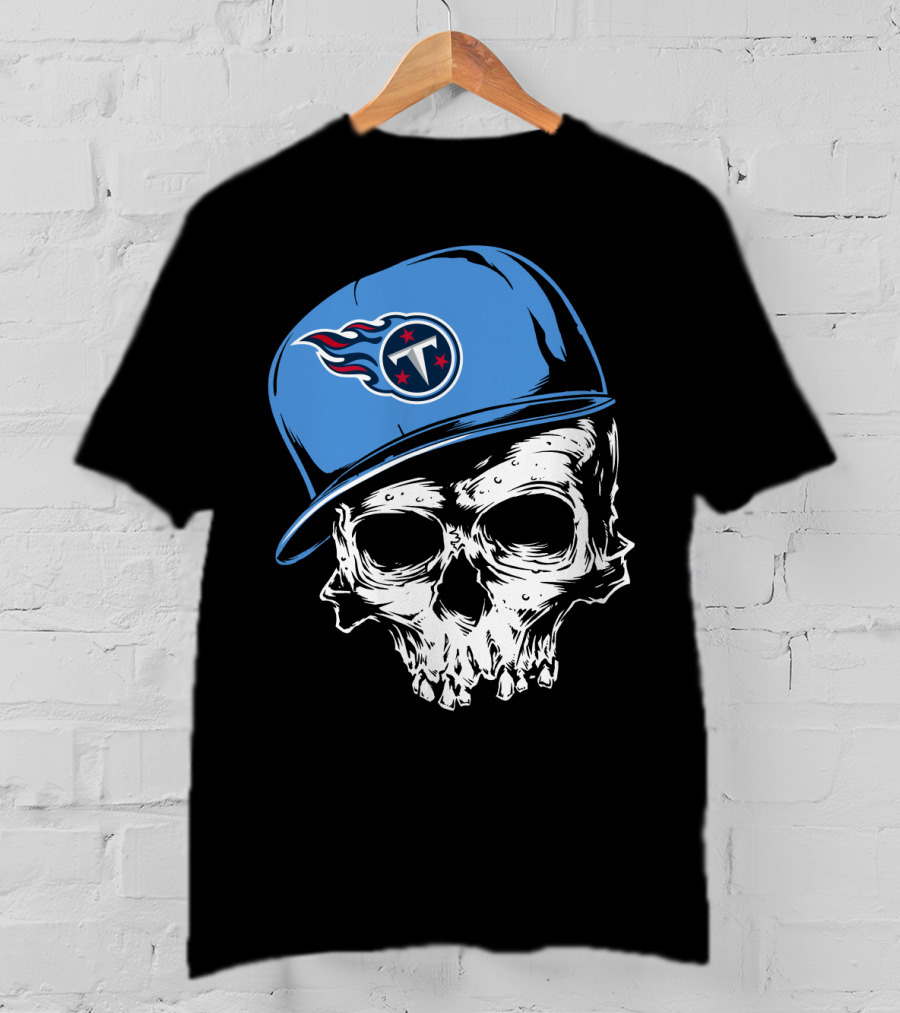 Tennessee Titans Skull With Cap And Iconic Team T-Shirt