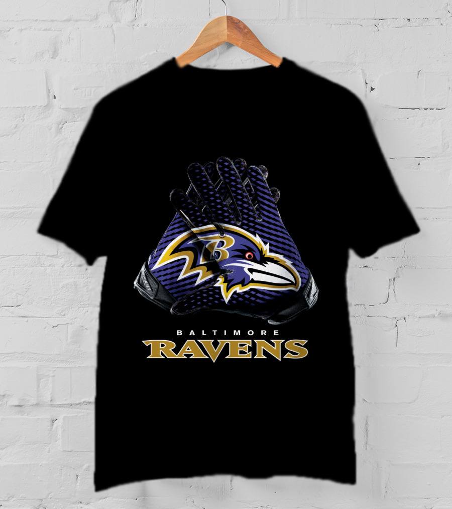 Baltimore Ravens Nfl Gloves Football Team Logo Bold T-Shirt