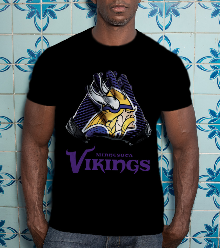 Minnesota Vikings Nfl Gloves Iconic Team T-Shirt
