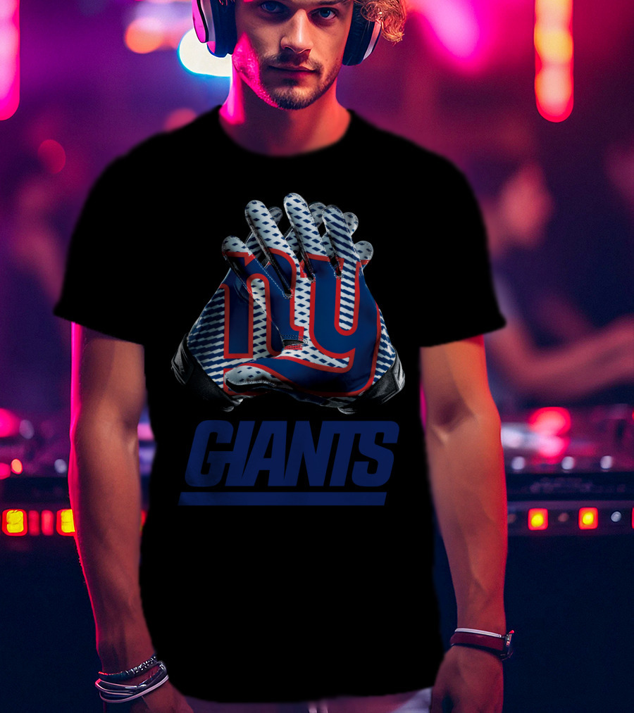 New York Giants Ny Logo Nfl Gloves T-Shirt