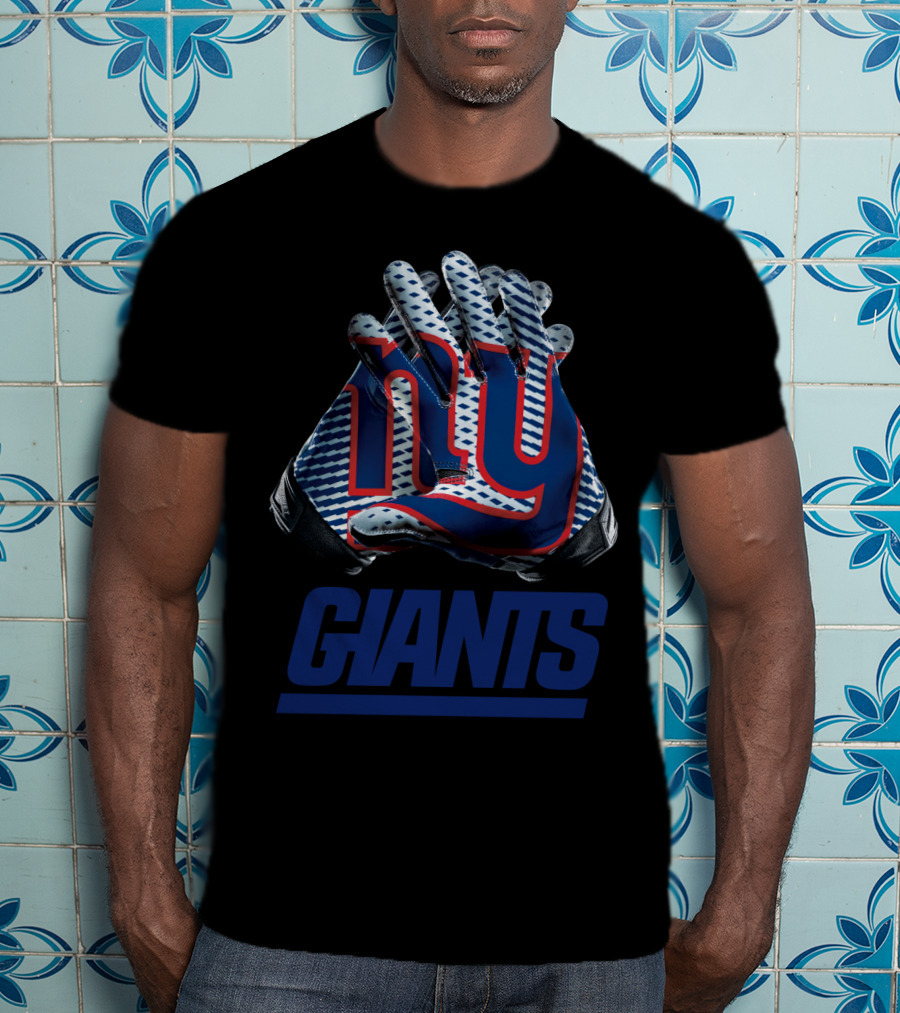 New York Giants Ny Logo Nfl Gloves T-Shirt