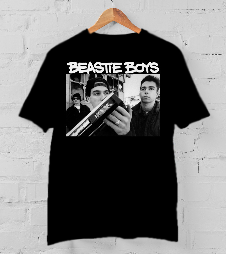 Beastie Boys Holding Boom Box Black And White Photo T-Shirt
