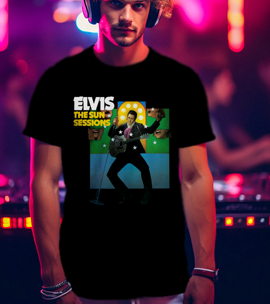 ELVIS The Sun Sessions Iconic Performance Imagery With Guitar And Microphone T-Shirt
