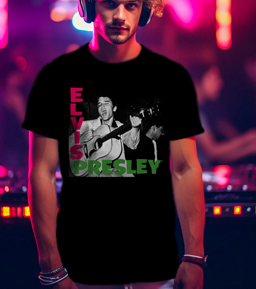 Elvis Presley Guitar Performance Iconic Vintage Image T-Shirt
