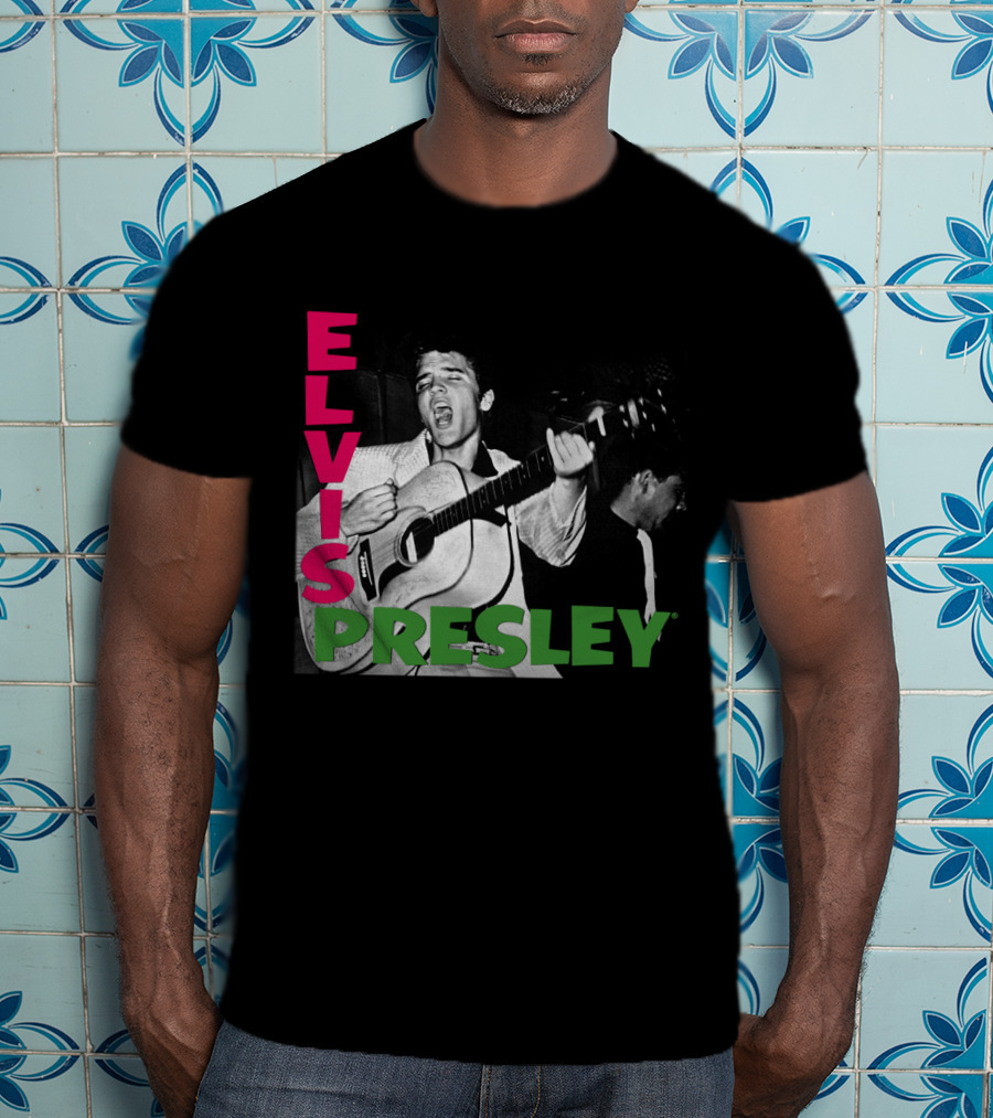 Elvis Presley Guitar Performance Iconic Vintage Image T-Shirt