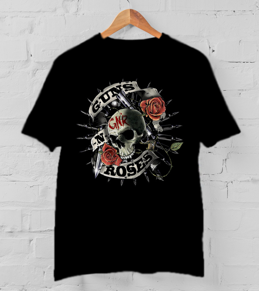 Guns N' Roses Gnr Skull Roses And Pistols T-Shirt