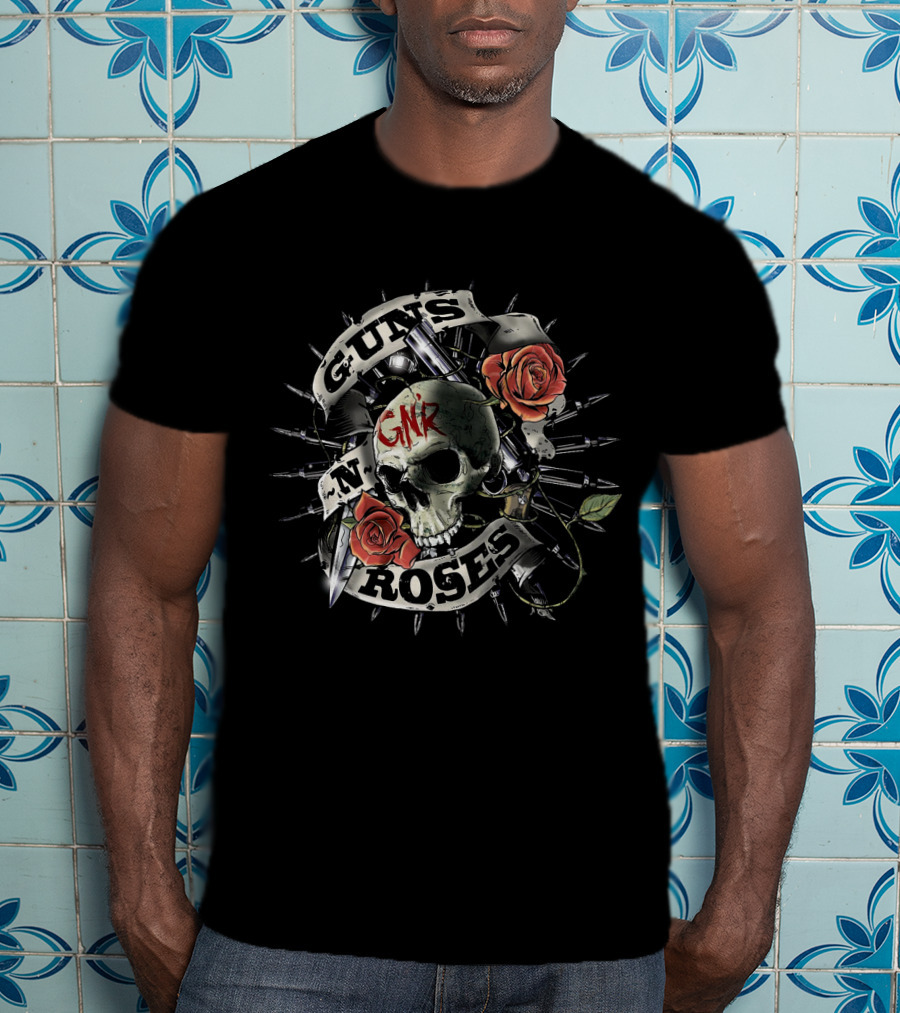 Guns N' Roses Gnr Skull Roses And Pistols T-Shirt