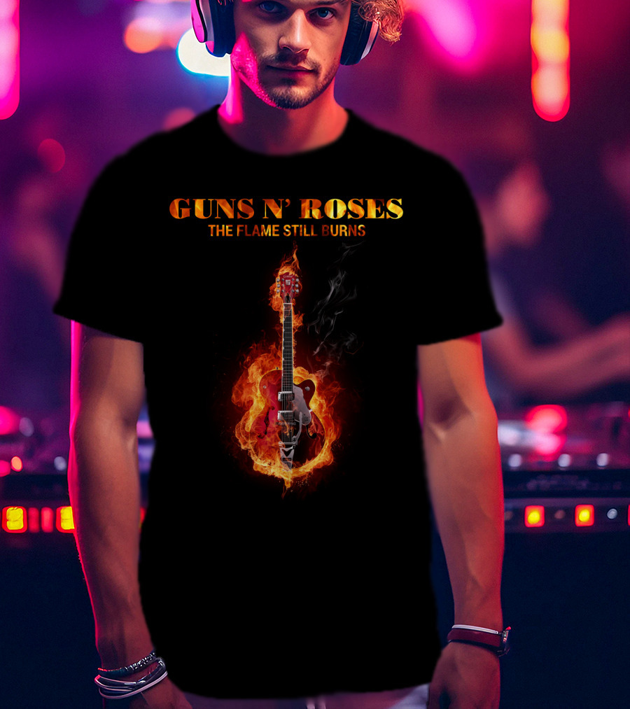 Guns N' Roses The Flame Still Burns Guitar Fire T-Shirt
