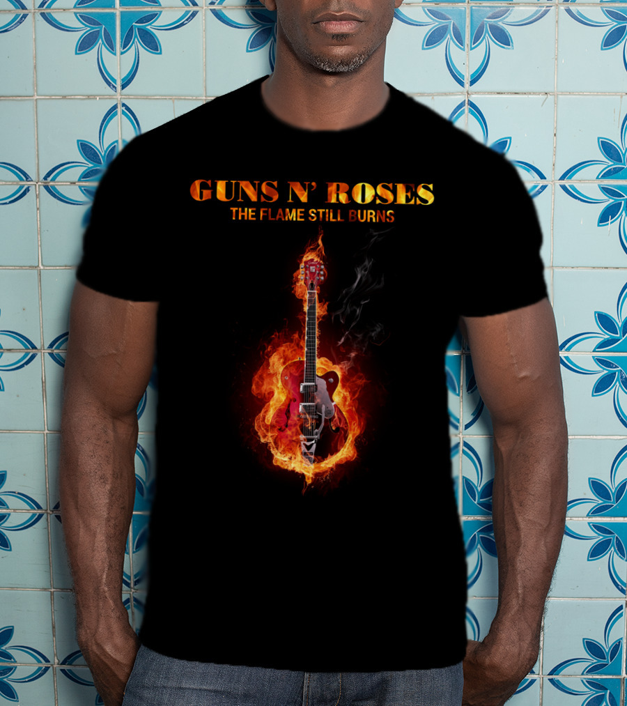 Guns N' Roses The Flame Still Burns Guitar Fire T-Shirt