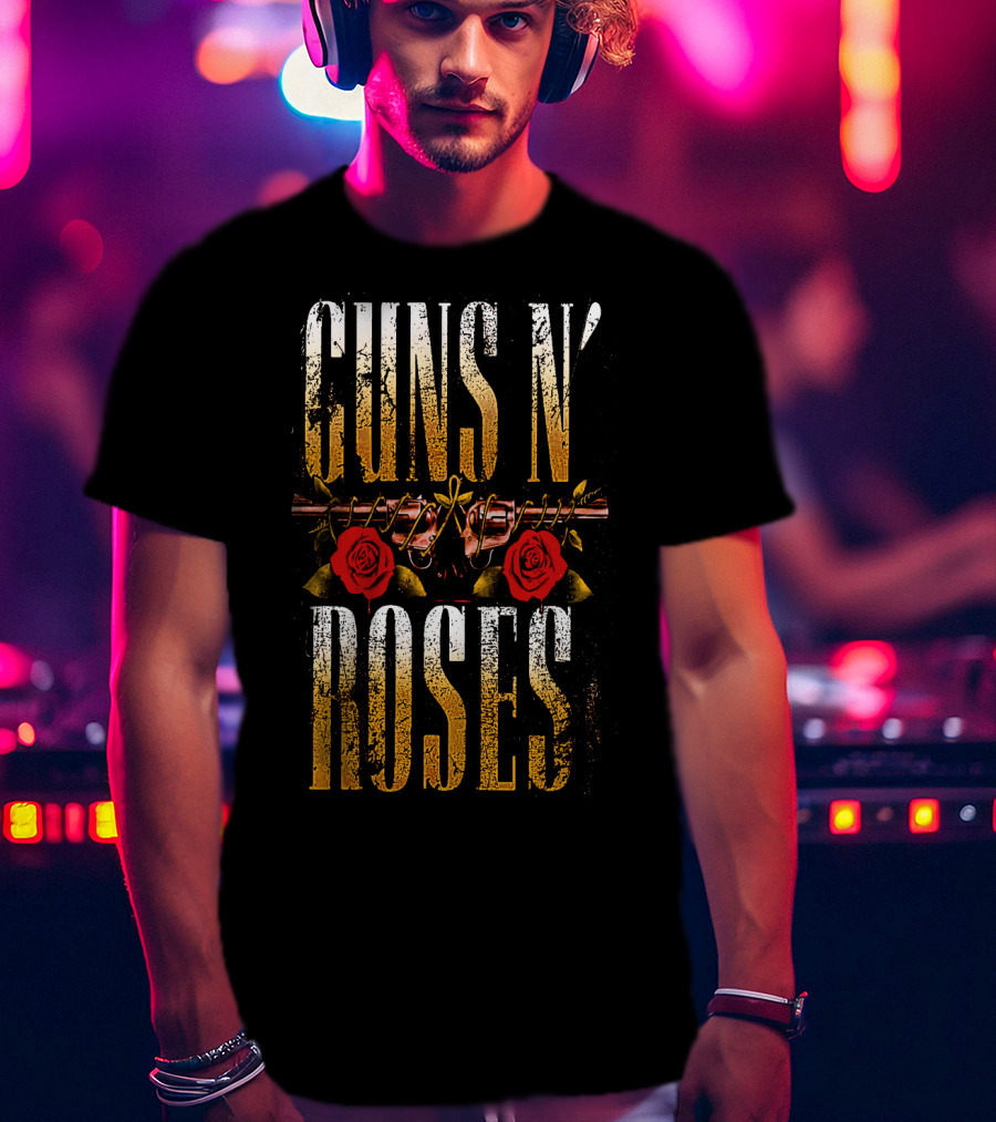 Guns N' Roses Dual Pistols With Red Roses T-Shirt