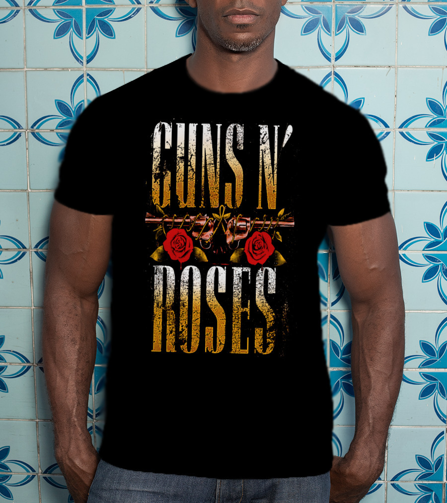 Guns N' Roses Dual Pistols With Red Roses T-Shirt