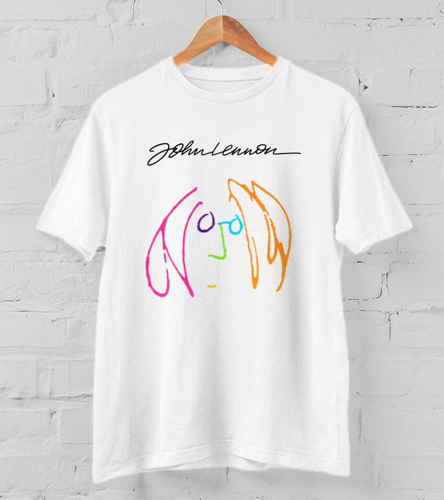 John Lennon Signature Neon Line Art Face JLN 04 Imagine T-Shirt
