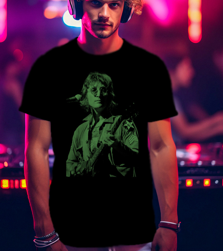 Jln 03 John Lennon Iconic Green Photograph T-Shirt