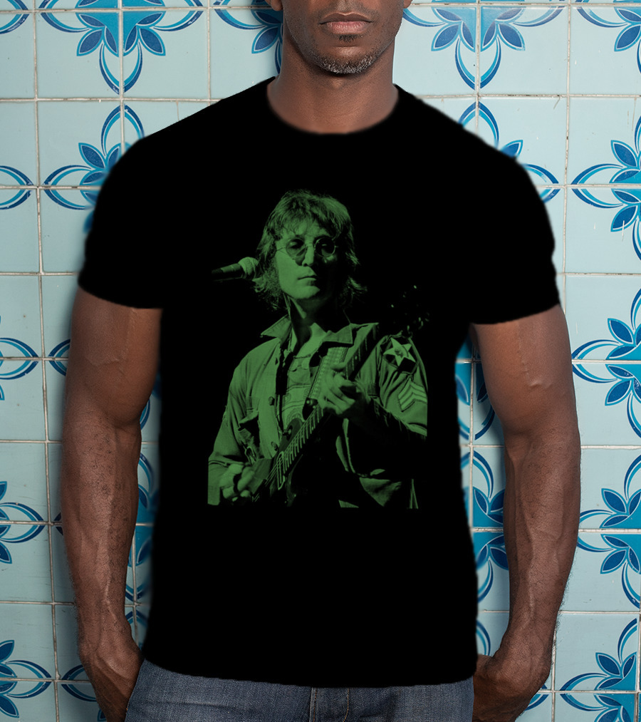 Jln 03 John Lennon Iconic Green Photograph T-Shirt