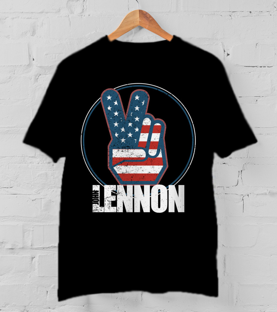 Jln John Lennon Peace Sign American Flag Style T-Shirt