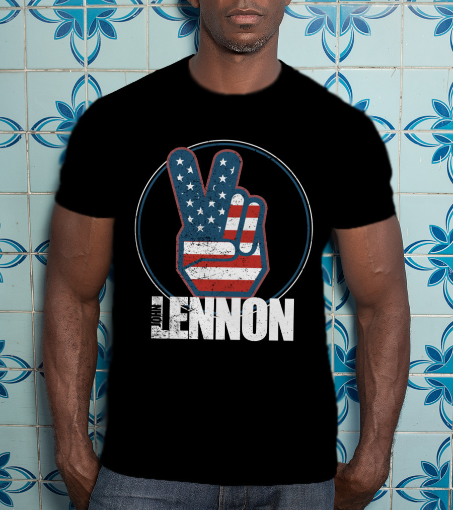 Jln John Lennon Peace Sign American Flag Style T-Shirt