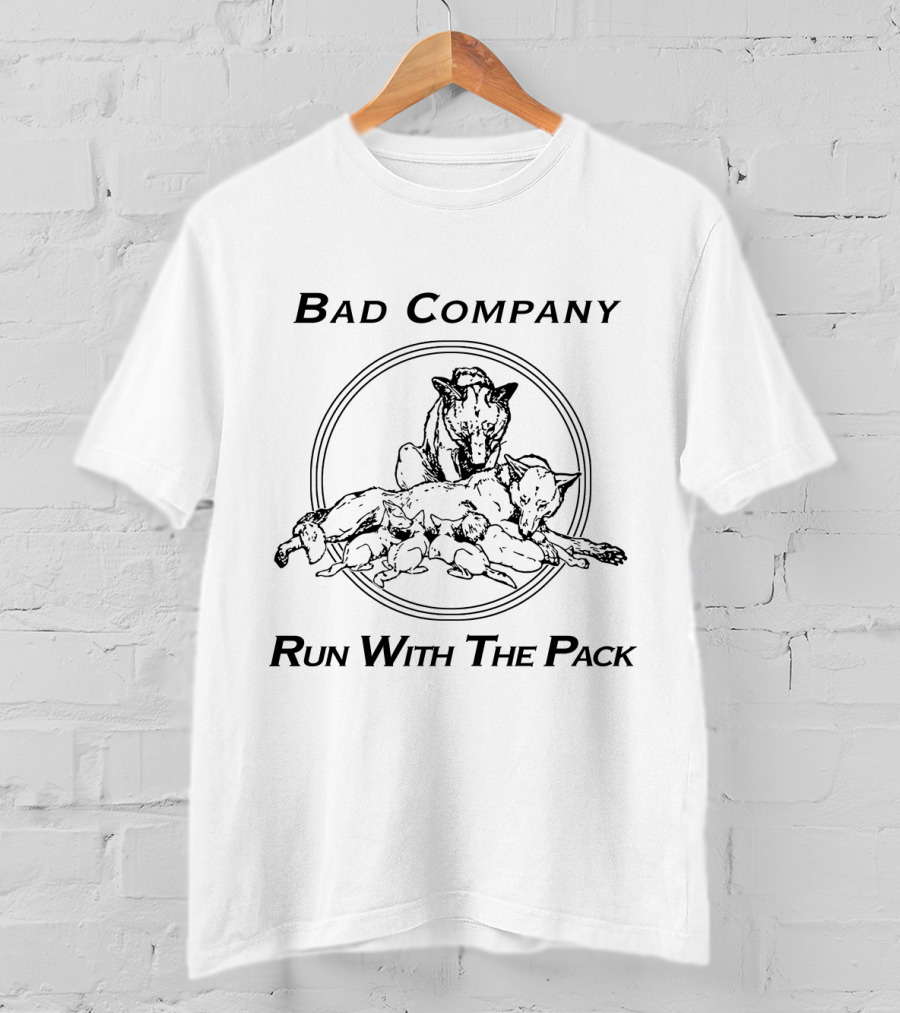 Bad Company Run With The Pack Wolves In Circle T-Shirt